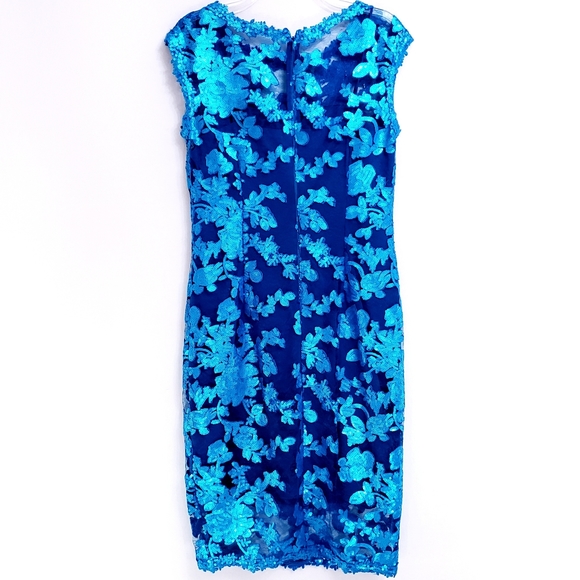 NWOT Adrianna Papell Turq. Sequined Sheath… - Picture 5 of 12